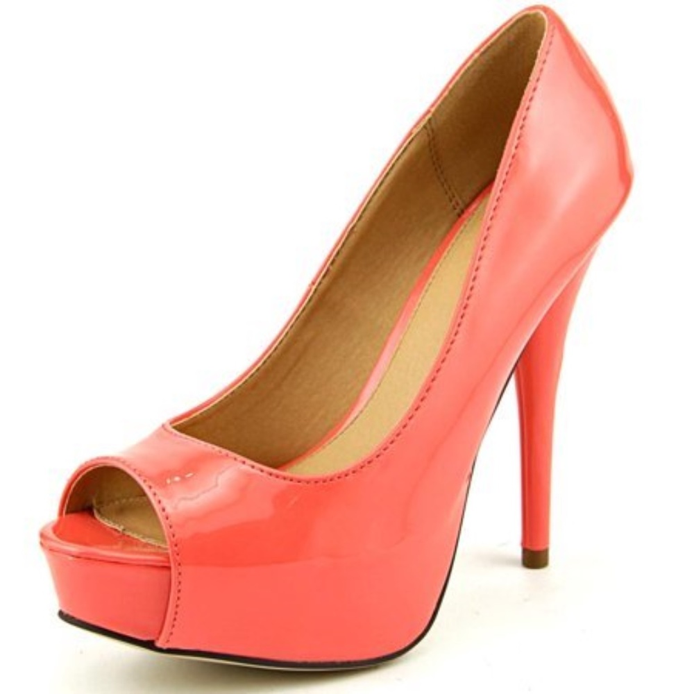 Coral Peep Toe high heels
